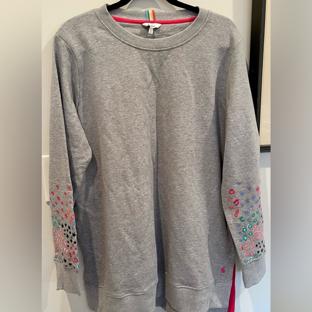 Joules grey embroidered sweatshirt- tunic length